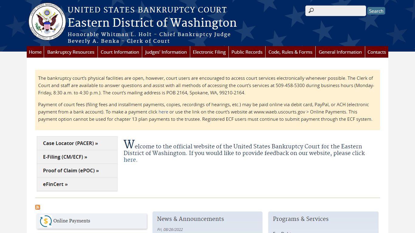 Eastern District of Washington | United States Bankruptcy Court